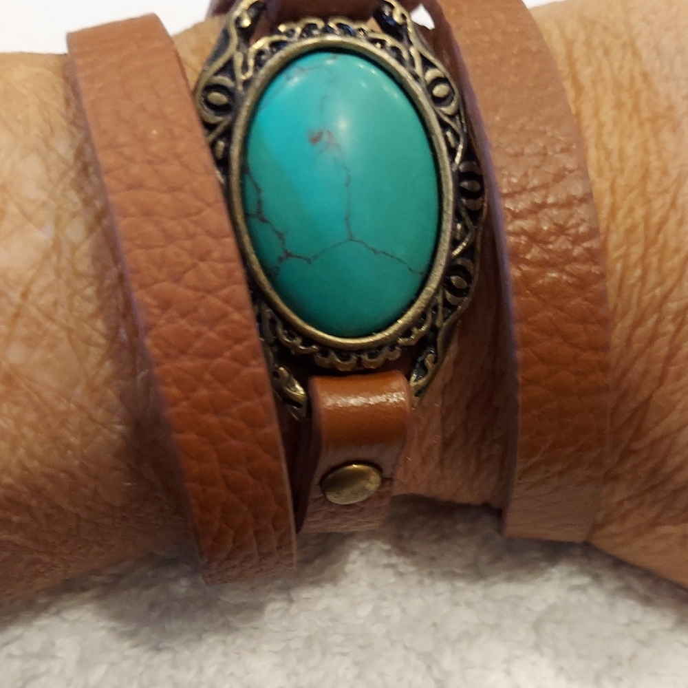 Premier Designs Turquoise and Tan Bracelet
